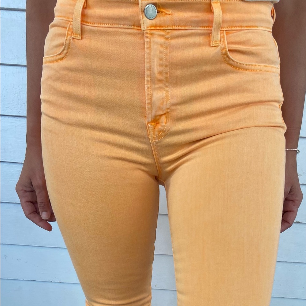 J Brand / Christopher Kane Neon Orange High Waist Stretch Denim Jeggings sz 29
